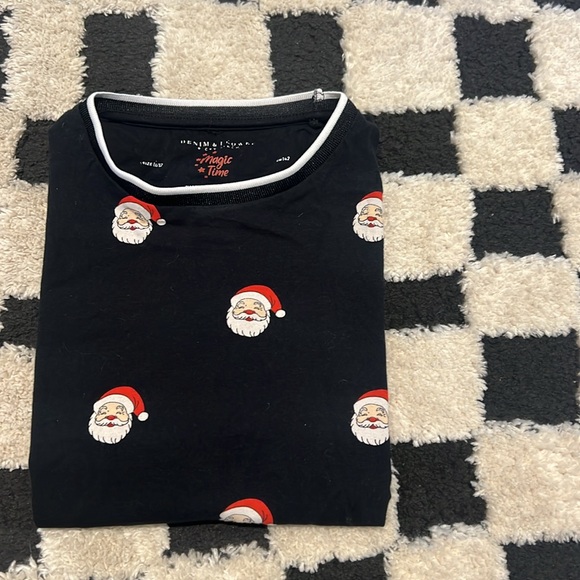 Denim & Flower Black Santa Print Kids T-Shirt - Picture 8 of 8